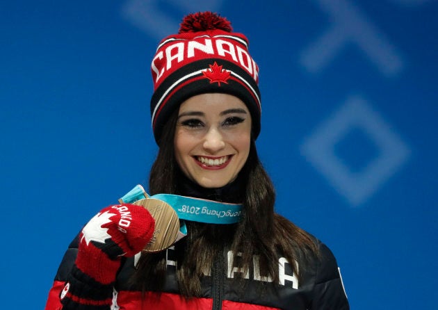 Bronze medalist Kaetlyn Osmond of Canada on the podium.