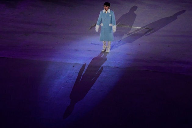 Olympic Anthem singer Oh Yeon-Joon performs during the closing ceremony of the PyeongChang 2018 Winter Olympic Games on Feb. 25, 2018.