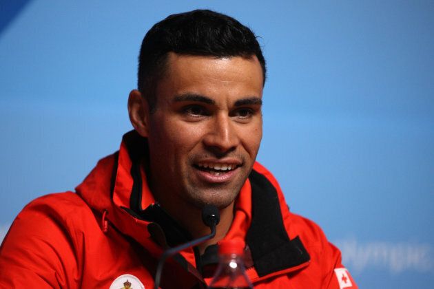 Tongan cross country skier Pita Taufatofua speaks during a press conference at the Main Press Centre during the PyeongChang 2018 Winter Olympic Games on Feb. 14, 2018 in Pyeongchang-gun, South Korea.