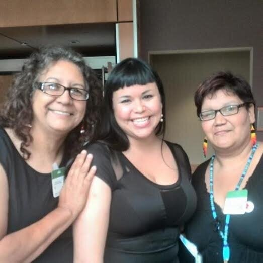 The author, Bridget Tolley and Colleen Cardinel from Families of Sisters in Spirit after the author's testimony opposing Bill C-36.