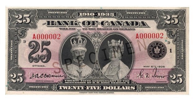 A 1935 commemorative $25 bill. The bill will no longer be legal tender in Canada, under plans unveiled in the Liberals' 2018 budget.