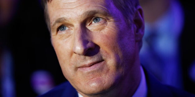 Maxime Bernier watches during the Conservative Party of Canada leadership convention in Toronto on May 27, 2017.