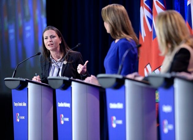 Ontario PC leadership candidate Tanya Granic Allen participates in the debate.