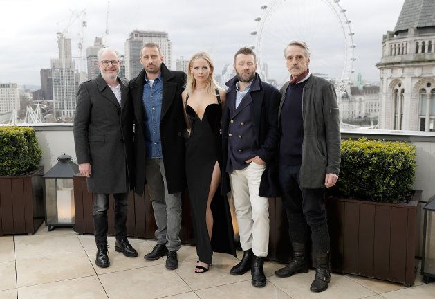 The stars of the 'Red Sparrow' during a photo call in London on Feb. 20, 2018.