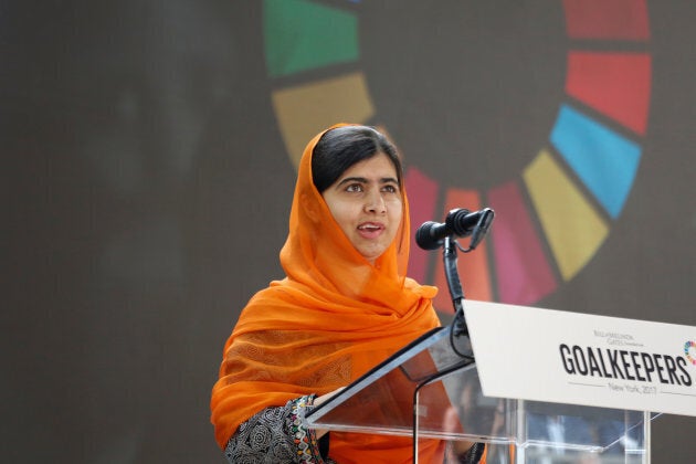 Malala Yousafzai speaks at the Bill and Melinda Gates Foundation Goalkeepers event in Manhattan, New York, U.S., Sept. 20, 2017.