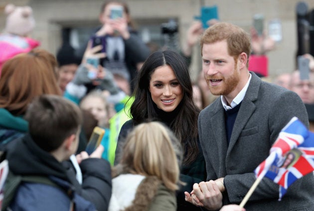 Prince Harry and Meghan Markle visit Edinburgh Castle on Feb. 13, 2018 in Scotland.