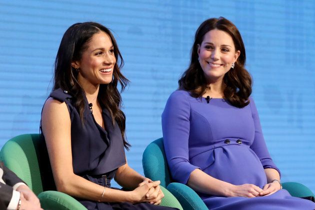 Meghan Markle and Catherine attend the first annual Royal Foundation Forum on Feb. 28, 2018.