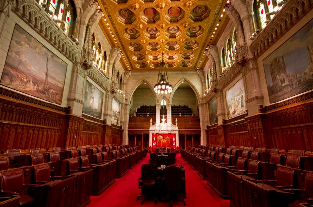 Interior of the Senate chamber in Ottawa.