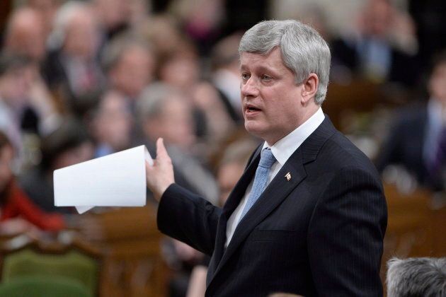 Former prime minister Stephen Harper answers a question in the House of Commons on March 11, 2015.