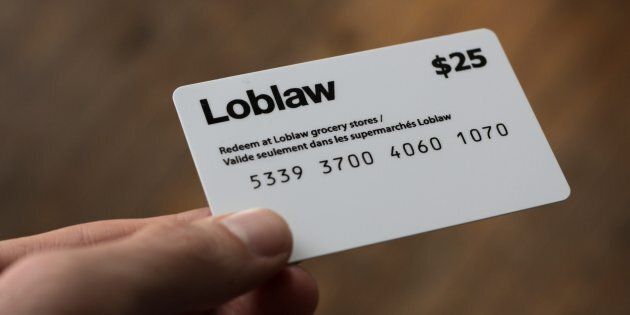 A Loblaw gift card shown here in Halifax, N.S., Mar. 02, 2018.