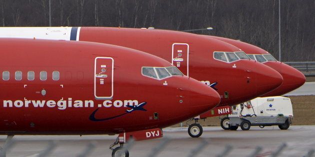 Parked Boeing 737-800 aircraft belonging to budget carrier Norwegian Air at Stockholm Arlanda Airport, Sweden, on March 6, 2015. Norwegian Air plans to launch flights between Canada and Europe this summer.
