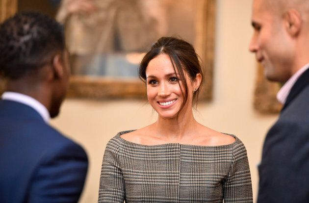 Meghan Markle chats with people during a visit to Cardiff Castle on Jan. 18, 2018.