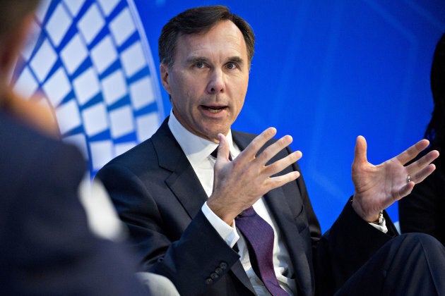 Bill Morneau, Canada's finance minister, speaks during a debate at the International Monetary Fund (IMF) and World Bank Group annual meetings.