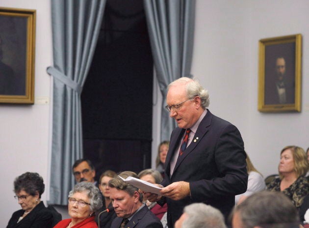 P.E.I. Premier Wade MacLauchlan addresses the assembly following the speech from the throne in Charlottetown on Nov. 14, 2017.