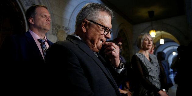 Public Safety Minister Ralph Goodale takes part in a news conference on Parliament Hill in Ottawa on March 20, 2018.