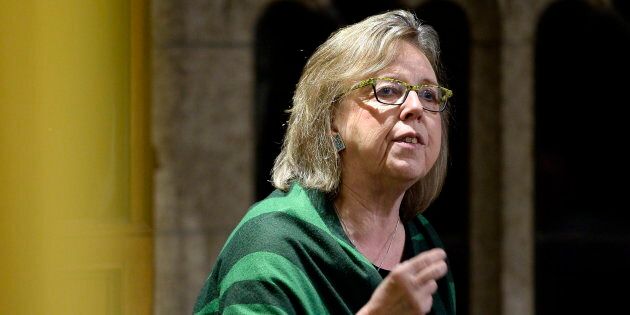 Green Party leader Elizabeth May speaks in the House of Commons on March 2, 2018.