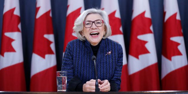 Beverley McLachlin reacts during a news conference in Ottawa on Dec. 15, 2017.