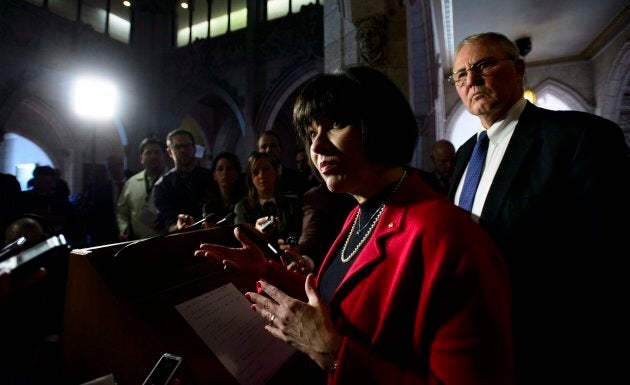 Ginette Petitpas Taylor, Federal Minister of Health and Bill Blair hold a press conference in foyer of the House of Commons on Parliament Hill in Ottawa on March 19, 2018.