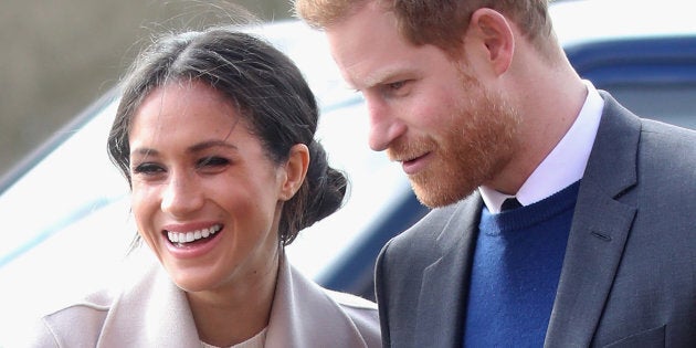 Prince Harry and Meghan Markle visit the Eikon Centre on March 23, 2018 in Lisburn, Nothern Ireland.