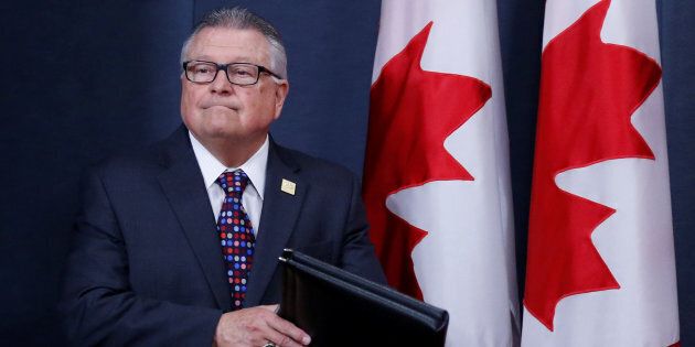 Public Safety Minister Ralph Goodale arrives at a news conference in Ottawa, June 20, 2017.