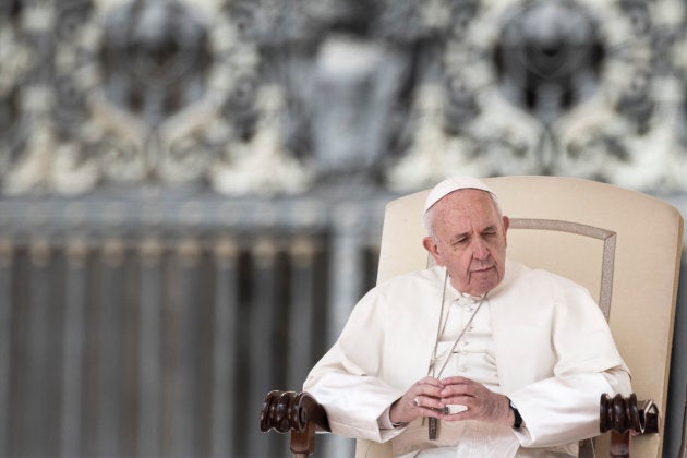 Pope Francis leads his general weekly audience in St. Peter's Square at the Vatican on March 28, 2018.