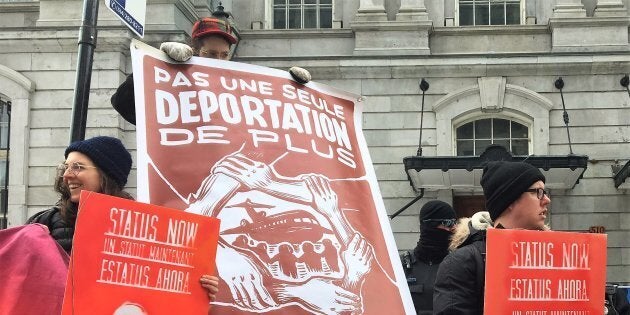 Protesters call for a halt to the deportation of Lucy Francineth Granados in a Montreal rally this week.