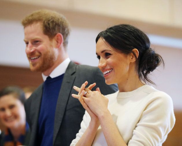 Prince Harry and Meghan Markle during a visit to Belfast on March 23, 2018.