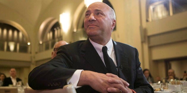 Kevin O'Leary listens to introductory remarks before speaking at the Empire Club luncheon in Toronto, on April 7, 2017.