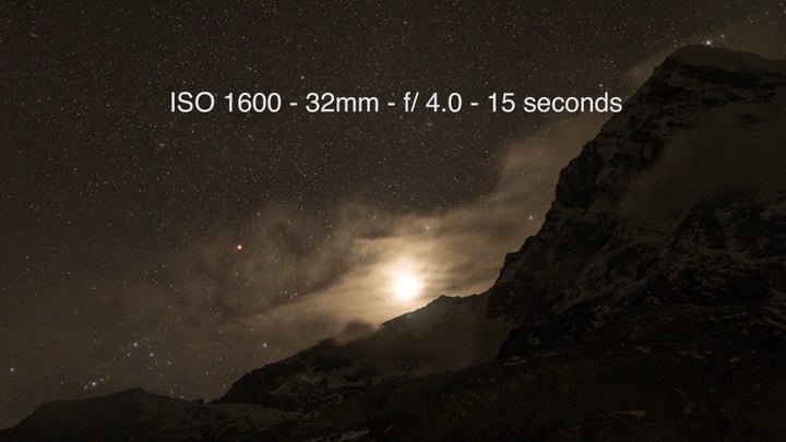 Moon setting on Mount Pumori from the Everest Basecamp