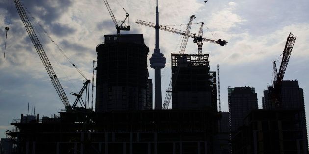 Condominiums are seen under construction in Toronto, July 10, 2011.