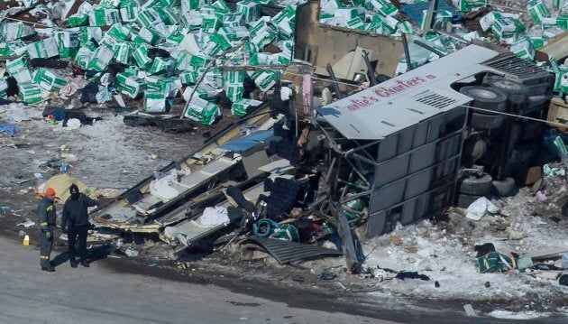 The wreckage of the fatal crash outside of Tisdale, Sask.