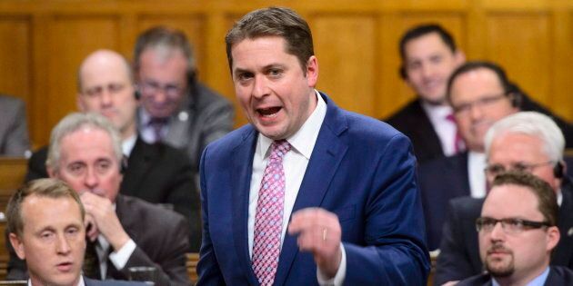 Conservative Leader Andrew Scheer stands during question period on Parliament Hill on Feb. 28, 2018.