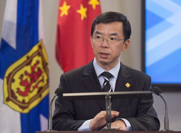China's ambassador to Canada, Lu Shaye, addresses the media during a visit to Halifax on November 7, 2017. China's ambassador says his country firmly rejects Canada's attempts to entrench labour standards in a free trade pact.