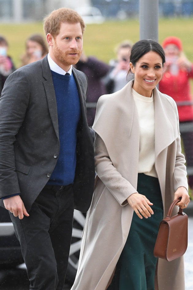 Prince Harry and Meghan Markle arrive at the Titanic Belfast on March 23, 2018 in Belfast, Nothern Ireland.