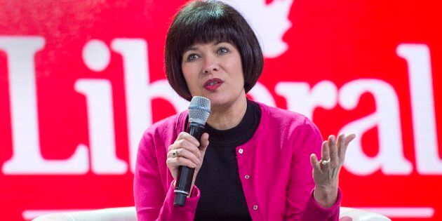 Health Minister Ginette Petitpas Taylor addresses the audience during a session on mental health at the federal Liberal national convention in Halifax on April 20, 2018.