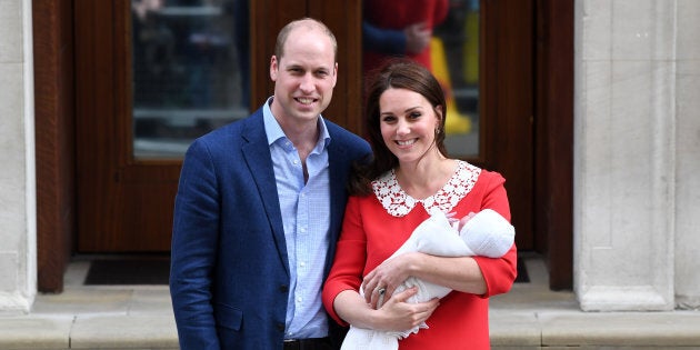 The Duke and Duchess of Cambridge depart the Lindo Wing with their newborn son on April 23, 2018.