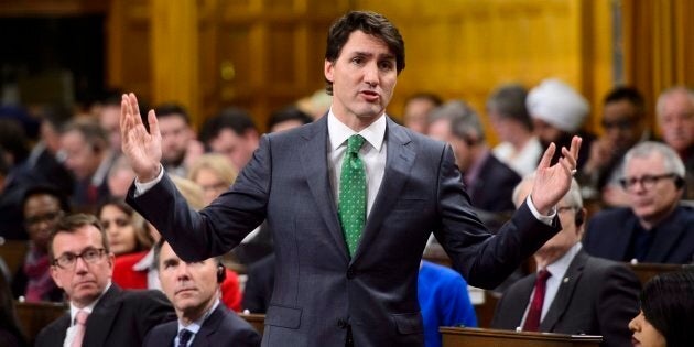 Prime Minister Justin Trudeau stands during question period in the House of Commons on Parliament Hill in Ottawa on April 23, 2018.