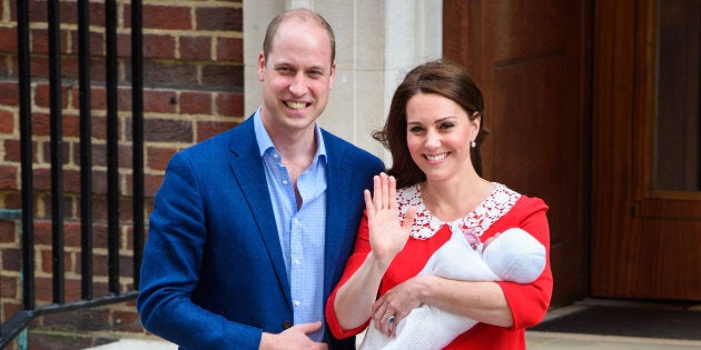 The Duke and Duchess of of Cambridge pictured outside the Lindo Wing at St Mary's Hospital in Paddington, London, after the birth of their third child.