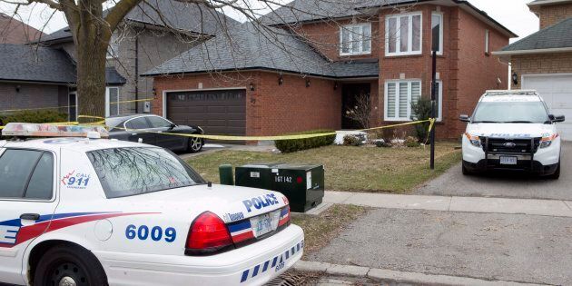 Police cars remain parked outside of the Toronto area home of Alek Minassian in Richmond Hill, Ont., on April 24, 2018.