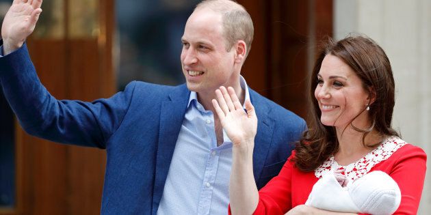 The Duke and Duchess of Cambridge depart the Lindo Wing of St Mary's Hospital with their newborn baby son on Monday.