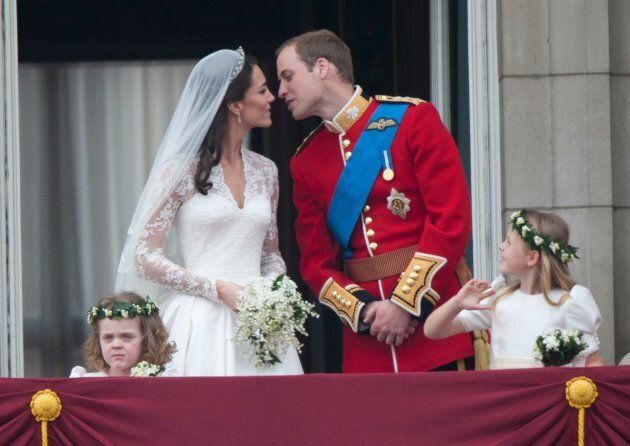 Catherine, Duchess of Cambridge and Prince William, Duke of Cambridge on the balcony at Buckingham Palace on their wedding day in 2011.