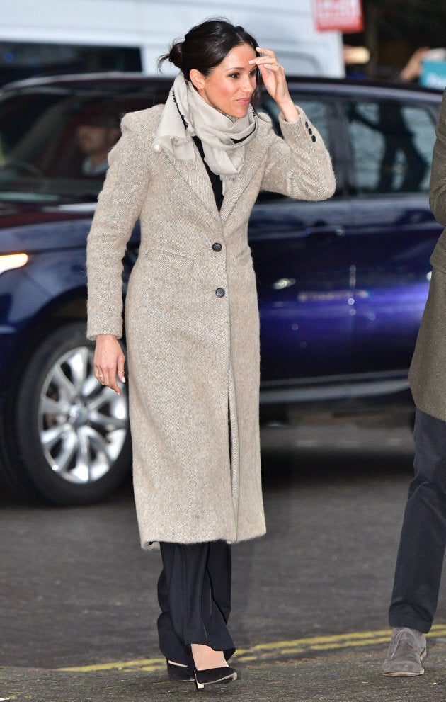 Meghan Markle arriving for a visit to youth-orientated radio station, Reprezent FM, in Brixton, south London to learn about its work supporting young people.