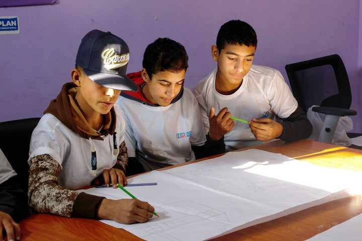 Boys take part in a the Safer Cities project where they learn to treat girls and women with respect.