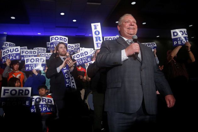 Ontario Progressive Conservative Leader Doug Ford speaks during a pre-election rally in Ottawa, April 16, 2018.