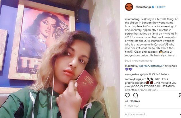 M.I.A. posted a selfie on Instagram.