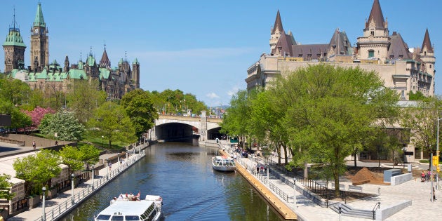 The Rideau Canal runs between Parliament Hill and the Fairmont Chateau Laurier in downtown Ottawa. The city is becoming Canada's new real estate juggernaut, data shows.