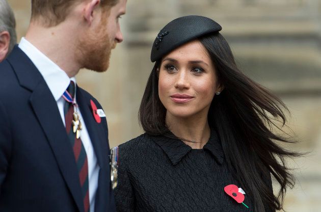 Meghan Markle and Prince Harry attend an Anzac Day service at Westminster Abbey on April 25, 2018 in London.
