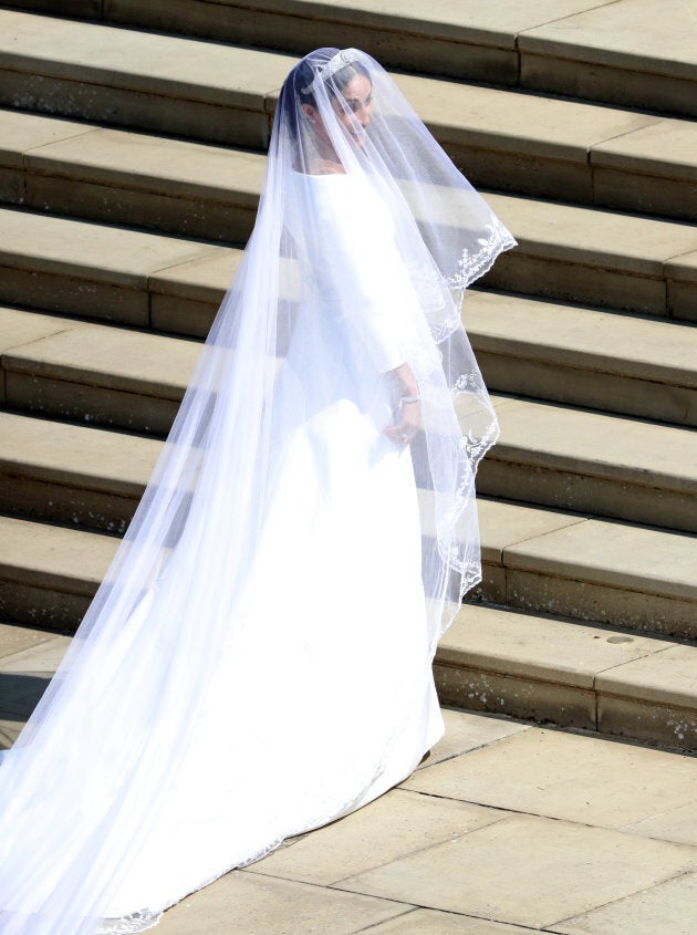 Meghan Markle arrives at St George's Chapel at Windsor Castle for her wedding to Prince Harry.