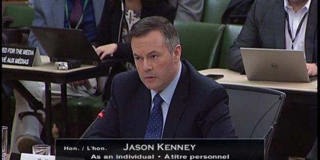 Jason Kenney appeared before a parliamentary finance committee to talk about the federal carbon tax on May 7, 2018.