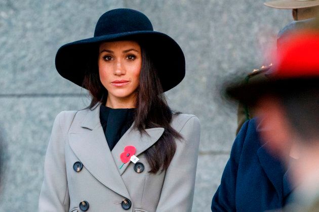 Meghan Markle attends an Anzac Day dawn service at Hyde Park Corner in London on April 25, 2018.